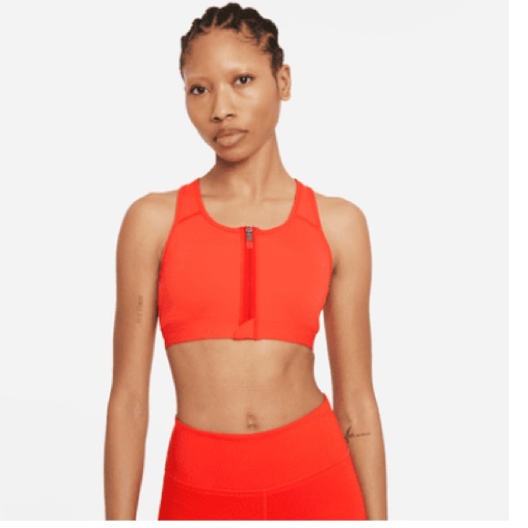 Nike Swoosh Women's Medium-Support Padded Zip-Front Sports Bra Chile Red Small - Picture 8 of 16
